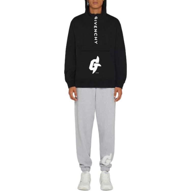 Shop GIVENCHY SS23 黑色長袖字母印花休閒衛衣 BM01203YBK001