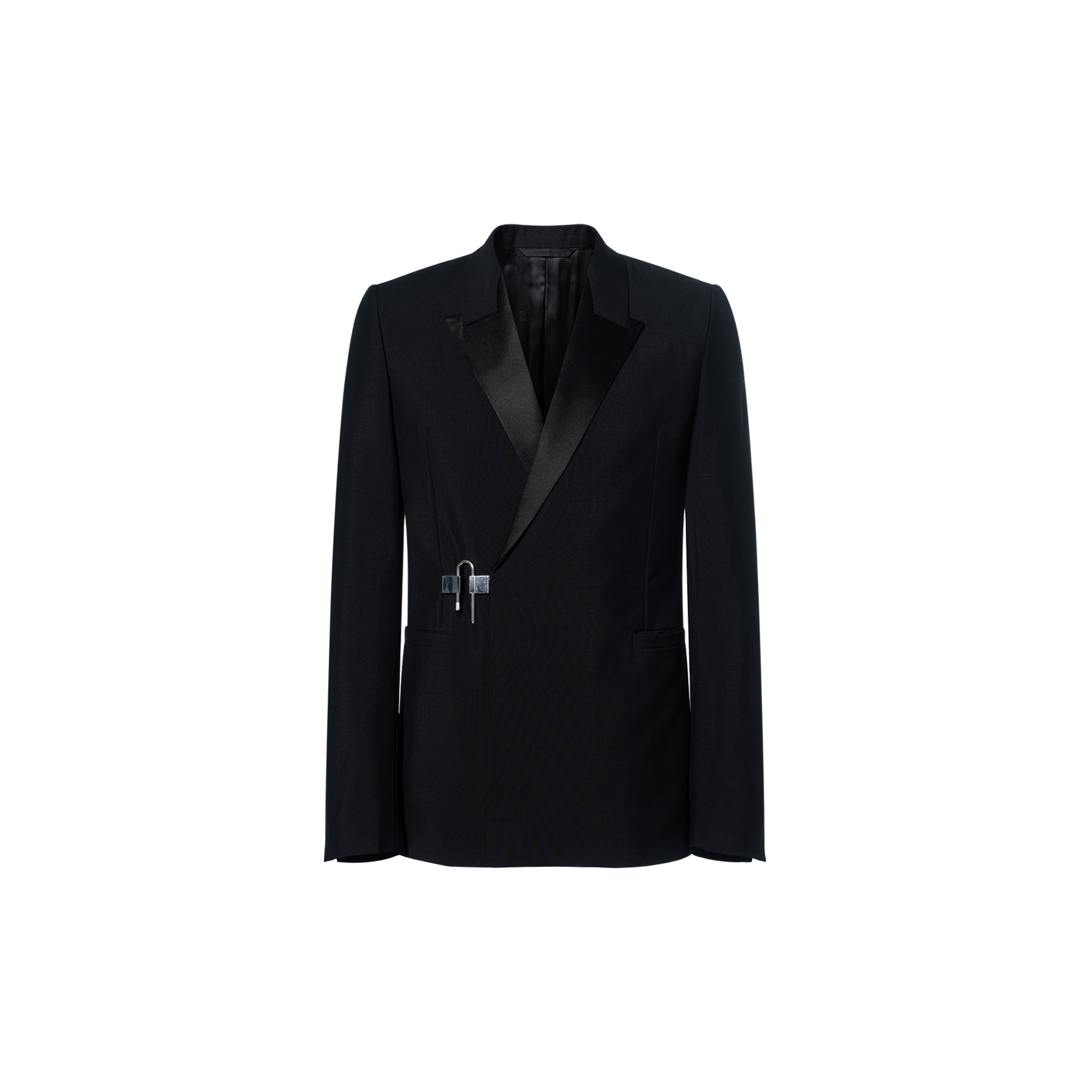 Givenchy SS23  Black Slim-Fit Long-Sleeve Blazer with Buckle Detail. BM30BT100H-001
