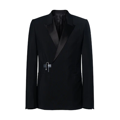 Givenchy SS23 Black Slim-Fit Long-Sleeve Blazer with Buckle Detail. BM30BT100H-001