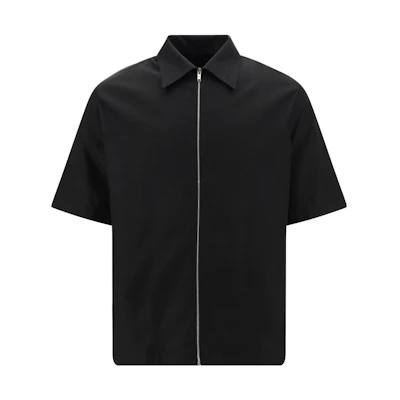 Givenchy SS23 Black Solid Zip-up Polo Shirt Short Sleeve BM60PK146X-001