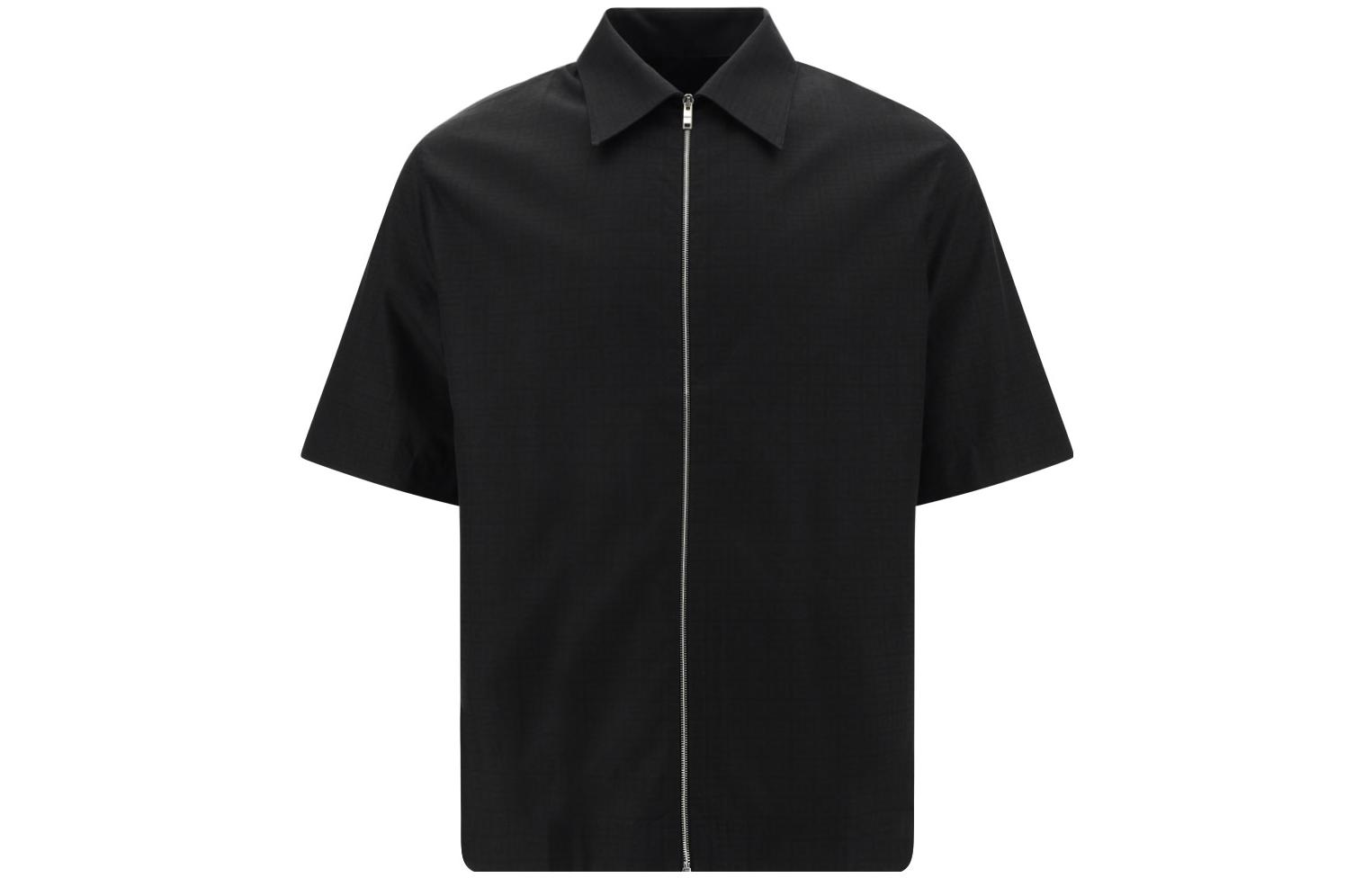 Order Givenchy SS23 Kemeja Polo Hitam Lengan Pendek dengan Ritsleting. BM60PK146X-001