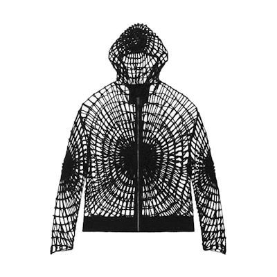 GIVENCHY SS23 Black Spider Web Knit Zipper Sweater. BM90LS4YD3-001