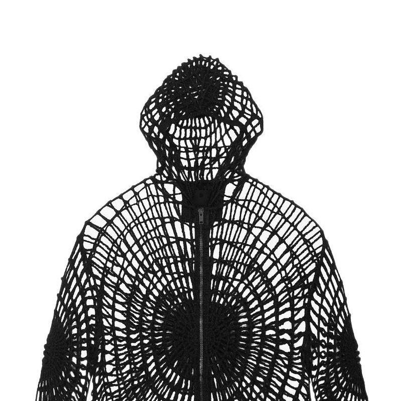 Details for GIVENCHY SS23  Black Spider Web Knit Zipper Sweater. BM90LS4YD3-001