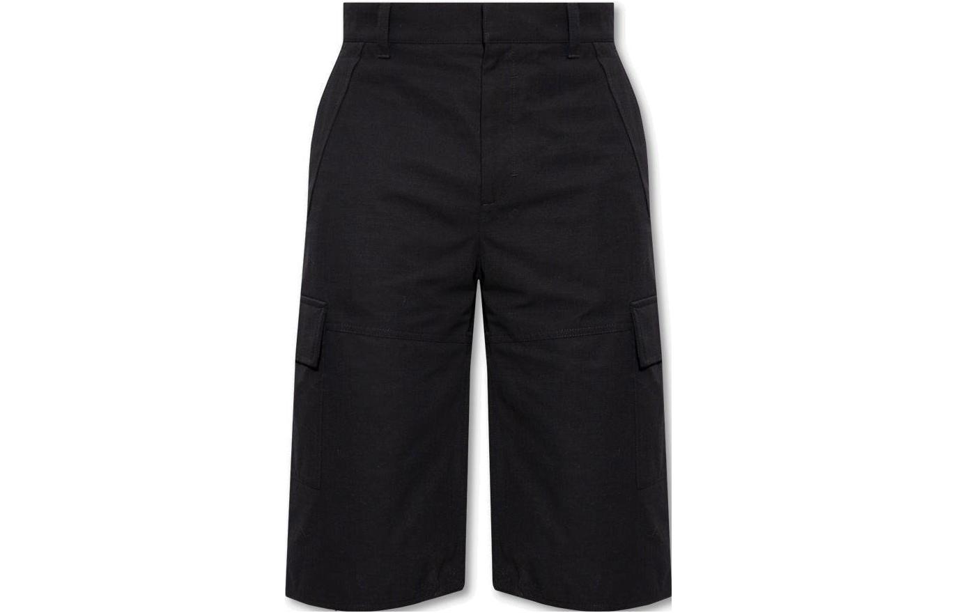 Order ジバンシィ SS23 ブラック ストレートフィット カジュアルショーツ 隠しジッパー付き BM516B14RB-001