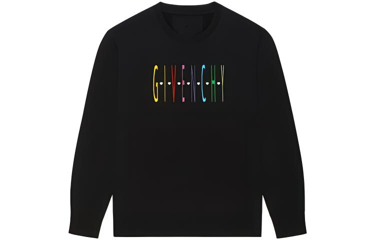 GIVENCHY SS23  Black Sweatshirt with Colorful Logo Print. BMJ0HA3YAS-001