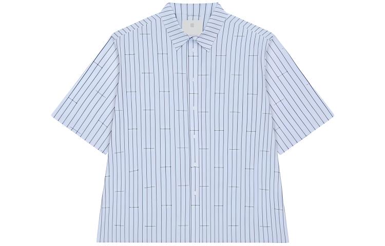 Givenchy SS23  Blue Solid Color Short-Sleeve Shirt. BM60WB14P5-453
