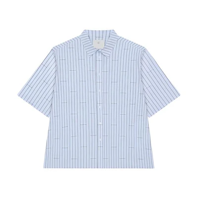 Givenchy SS23 Blue Solid Color Short-Sleeve Shirt. BM60WB14P5-453