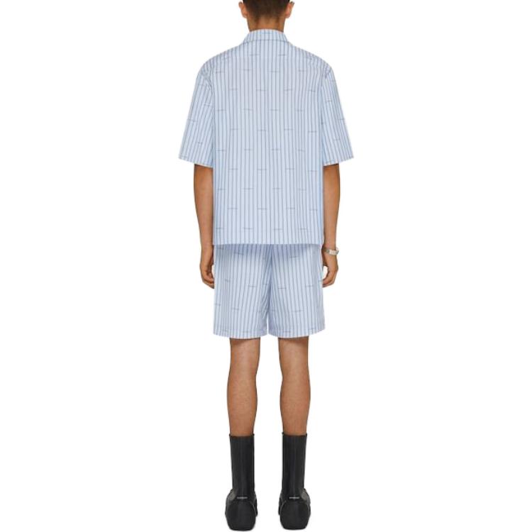 Shop Givenchy SS23 Kemeja Lengan Pendek Warna Biru Polos. BM60WB14P5-453