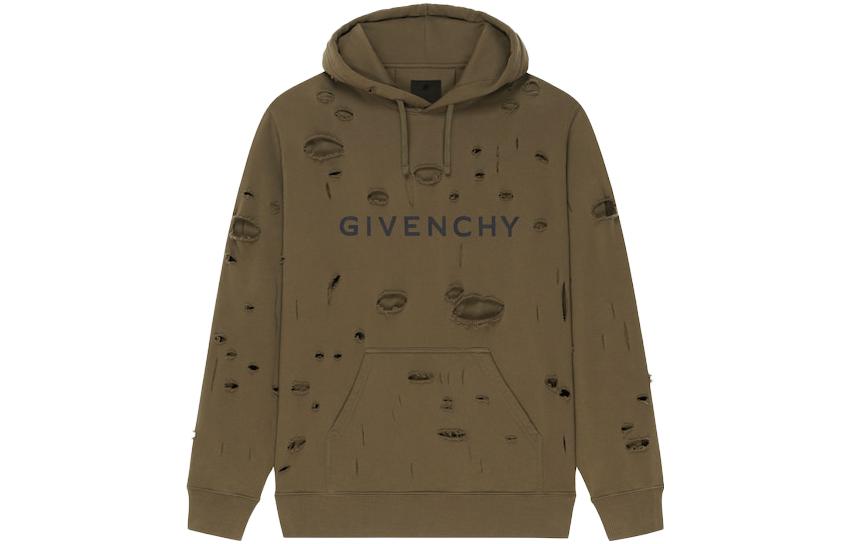 Order ジバンシィ SS23 ブラウン レタープリント ダメージ加工 フーディー BMJ0KF3Y8Y305