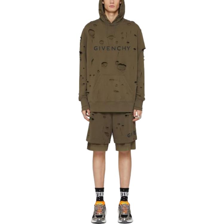 Lookbook ジバンシィ SS23 ブラウン レタープリント ダメージ加工 フーディー BMJ0KF3Y8Y305