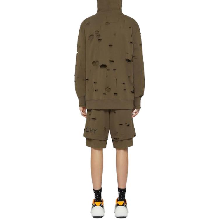 Purchase ジバンシィ SS23 ブラウン レタープリント ダメージ加工 フーディー BMJ0KF3Y8Y305