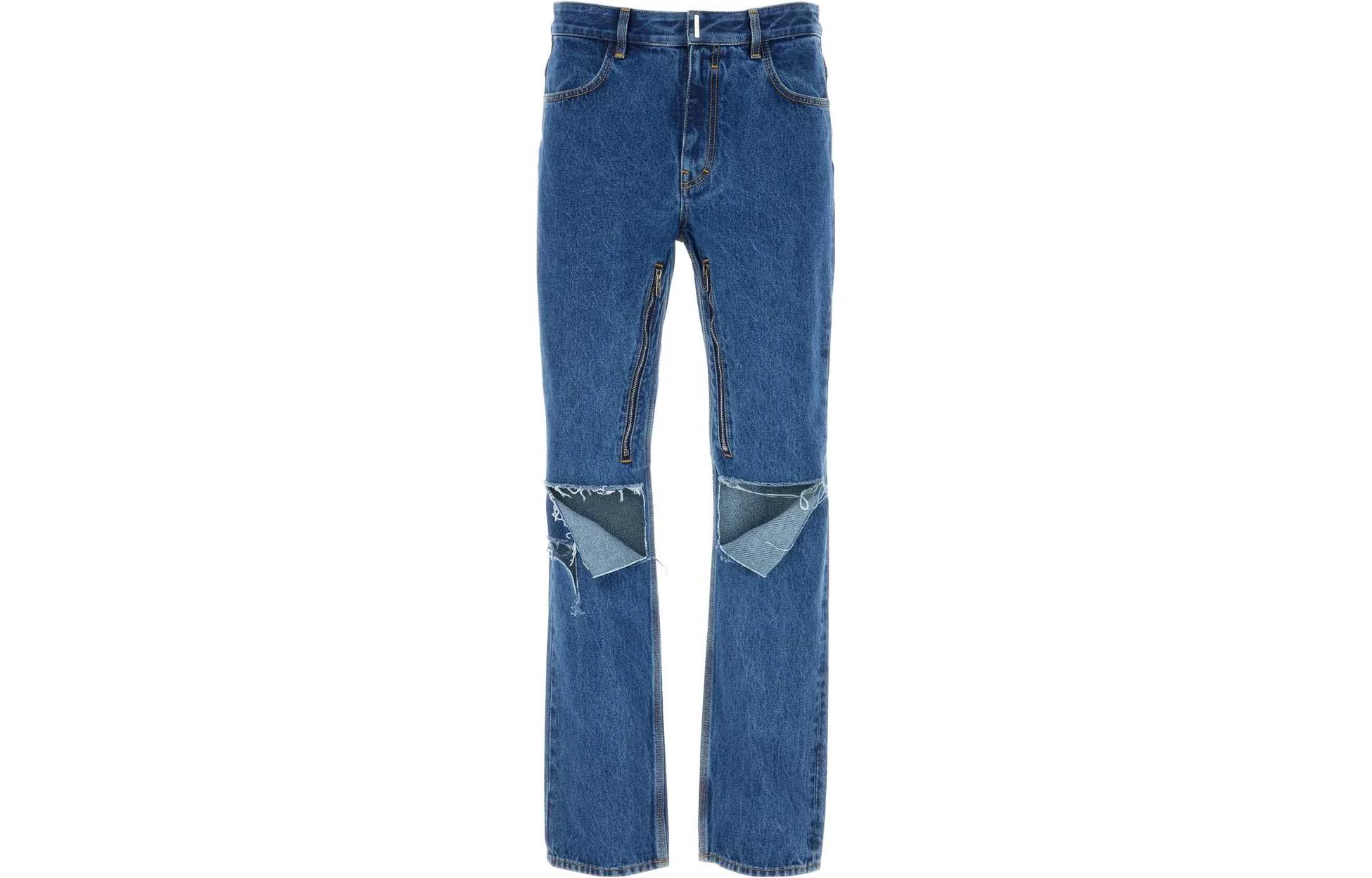 GIVENCHY SS23  Distressed Straight-Leg Jeans Blue BM518L5Y4V-415