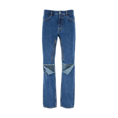 GIVENCHY SS23 Distressed Straight-Leg Jeans Blue BM518L5Y4V-415