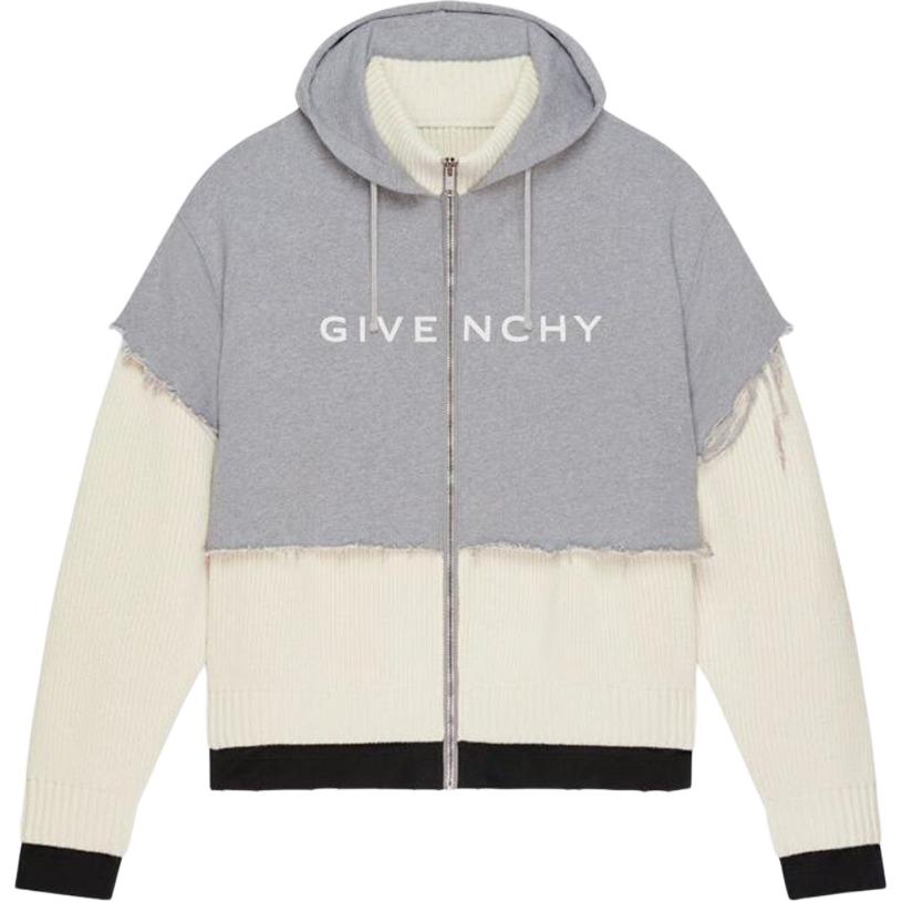 GIVENCHY SS23  Grey Letter Print Straight-Cut Hoodie. BM90MF4YDZ-156
