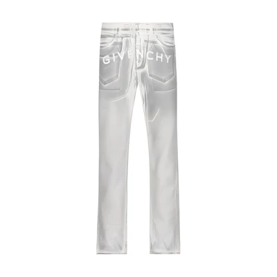 GIVENCHY SS23 Grey Straight-Leg Jeans with Logo Print. BM50UY5Y50100