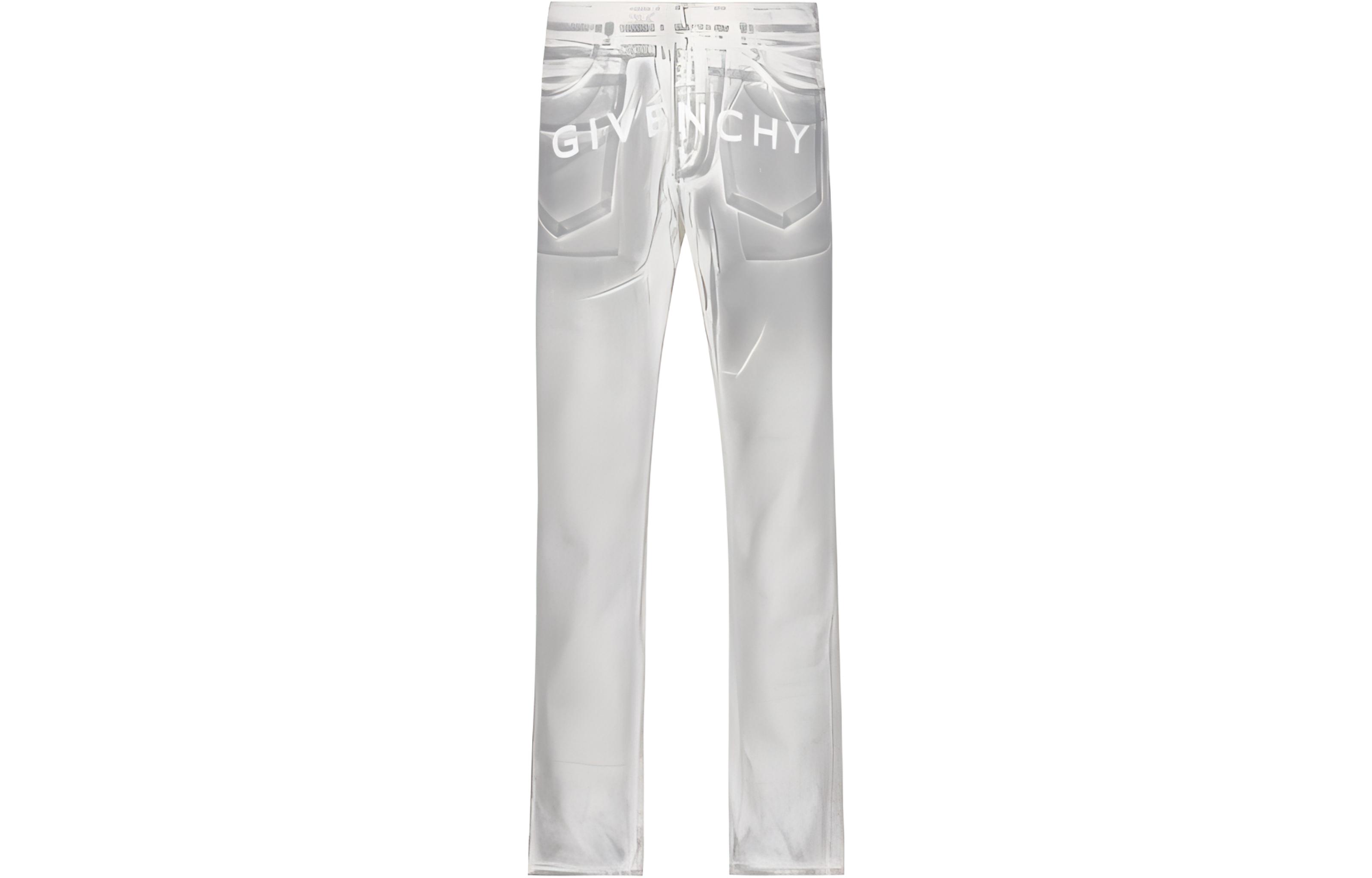 Order GIVENCHY SS23 Jeans Abu-Abu Straight-Leg dengan Logo Print. BM50UY5Y50100