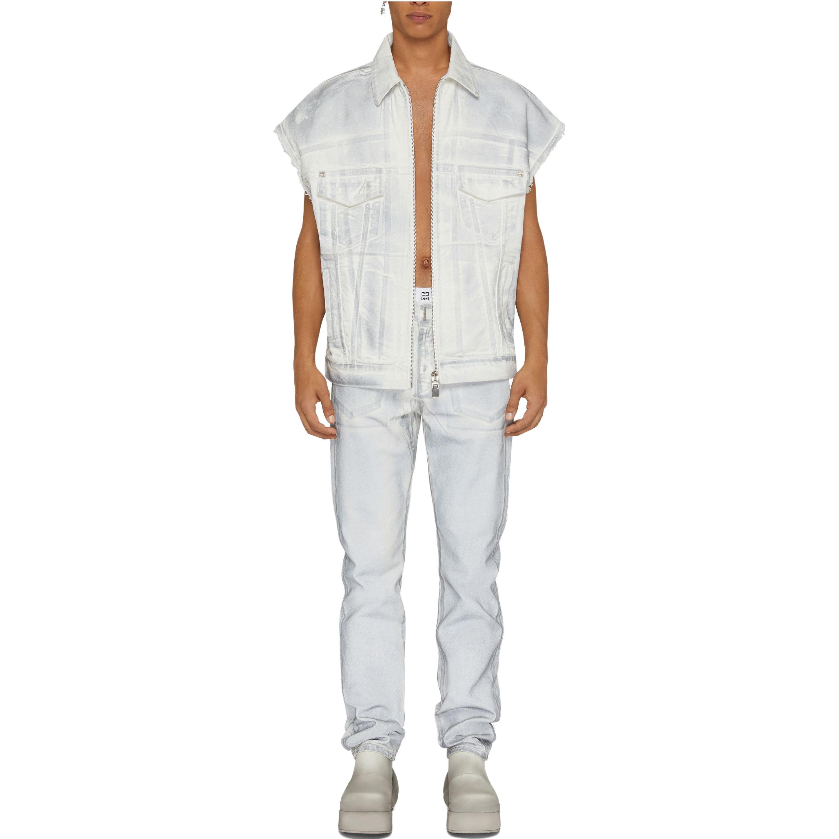 Lookbook GIVENCHY SS23 Jeans Abu-Abu Straight-Leg dengan Logo Print. BM50UY5Y50100