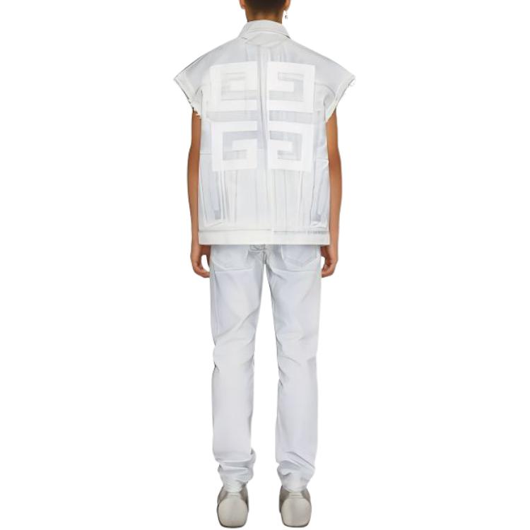 Shop GIVENCHY SS23 Jeans Abu-Abu Straight-Leg dengan Logo Print. BM50UY5Y50100