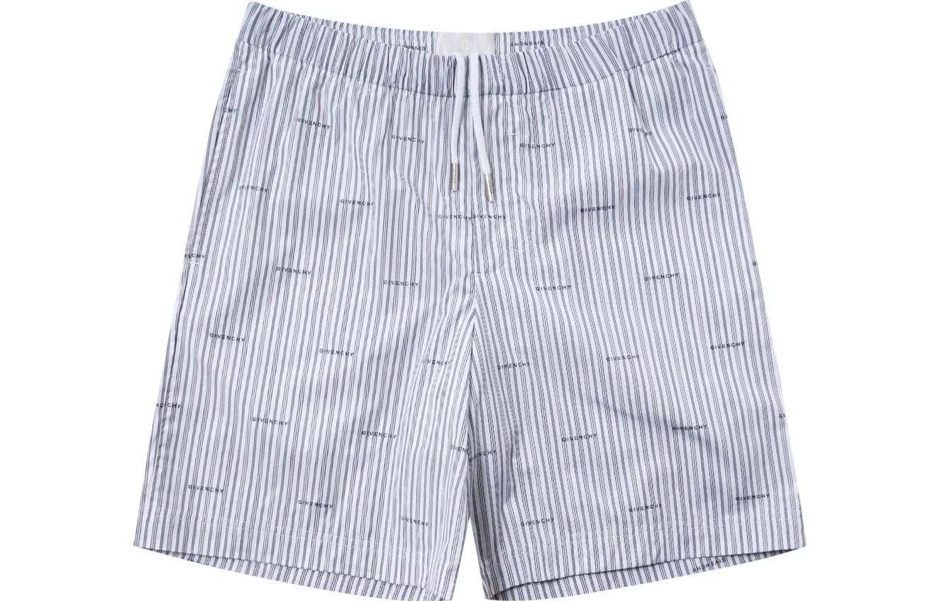 Givenchy SS23  Grey Striped Letter Print Shorts. BM518G14P5-020
