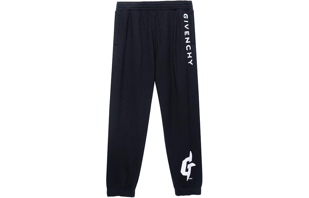 GIVENCHY SS23  High-Waisted Casual Pants Black with Logo Print BM517J3YBK-001