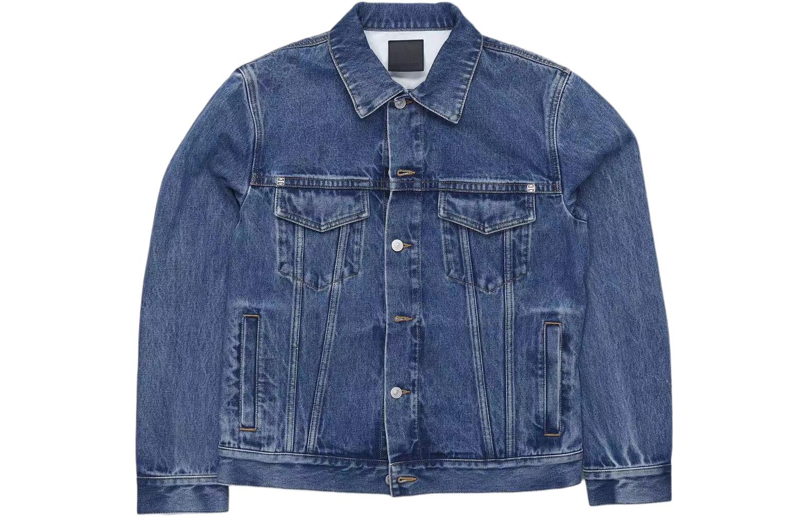 Order GIVENCHY SS23 Chaqueta Vaquera Índigo con Tachuelas de Logo y Diseño de un Botón. BM012C5Y4V-415