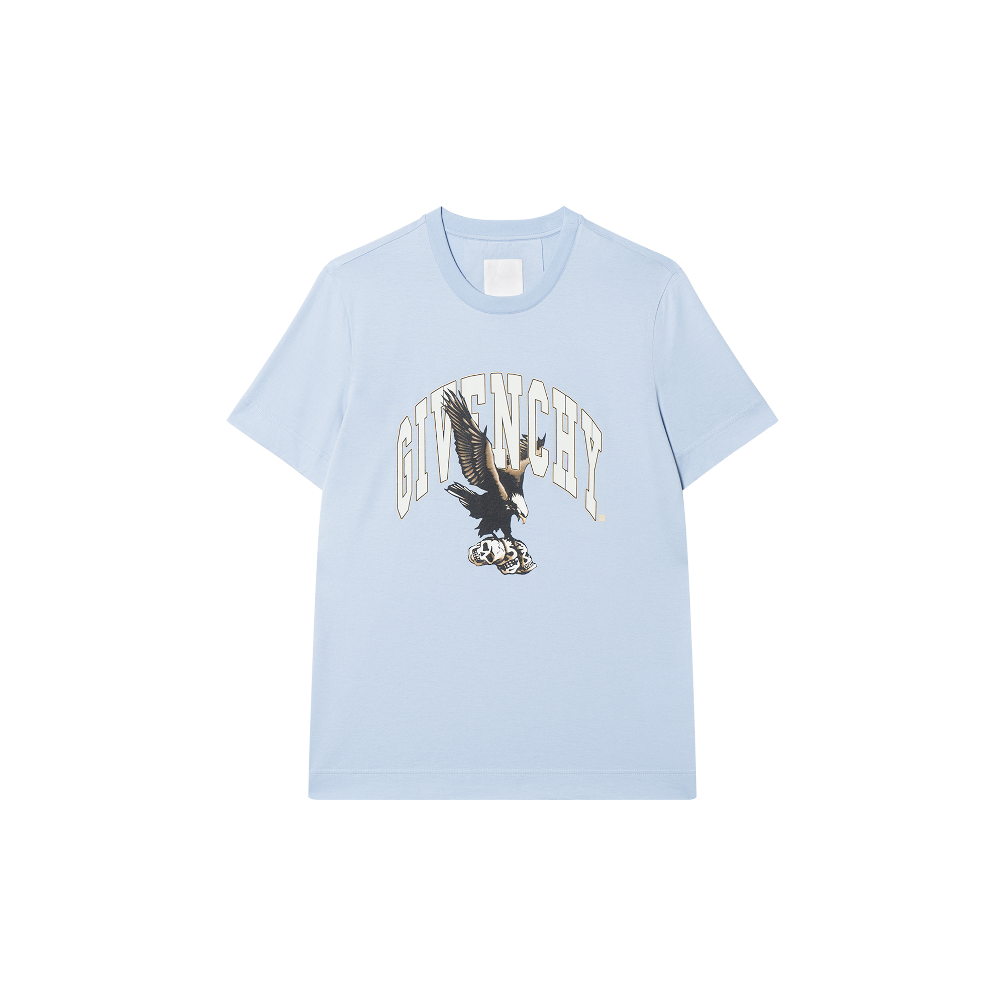 Givenchy SS23  Light Blue Animal Letter Print Crew Neck T-Shirt. BM716G3YE5-452