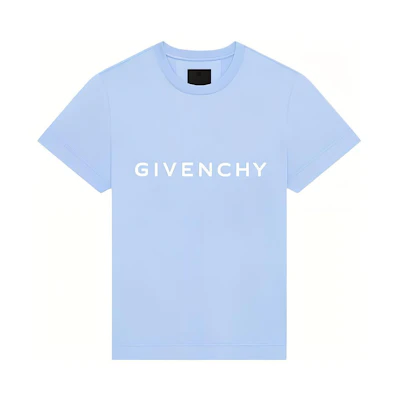 GIVENCHY SS23 Light Blue Letter Logo Printed Short Sleeve T-Shirt BM716G3YAC452