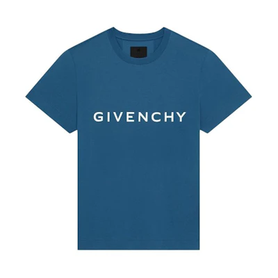 GIVENCHY SS23 Logo Print Navy Blue Short Sleeve T-Shirt. BM716G3YAC-404