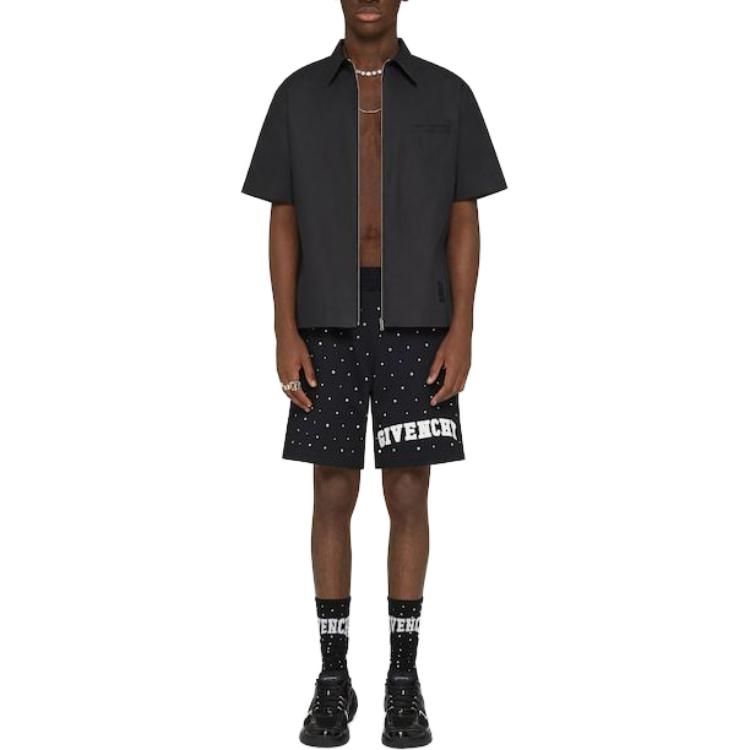 Lookbook GIVENCHY SS23 Celana Pendek Kasual Loose Fit Letter Print Hitam BM515J3YEK001