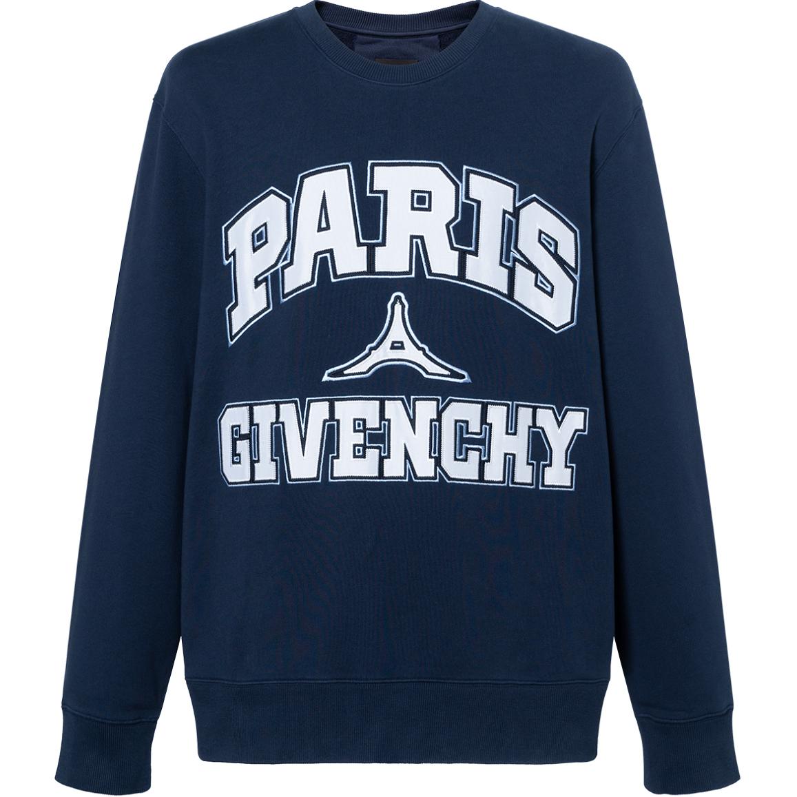 GIVENCHY SS23  Navy Blue Pullover Sweatshirt with Letter Print. BMJ0HA3YET-499