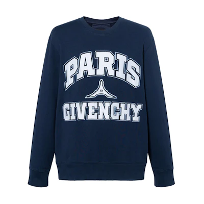 GIVENCHY SS23 Navy Blue Pullover Sweatshirt with Letter Print. BMJ0HA3YET-499