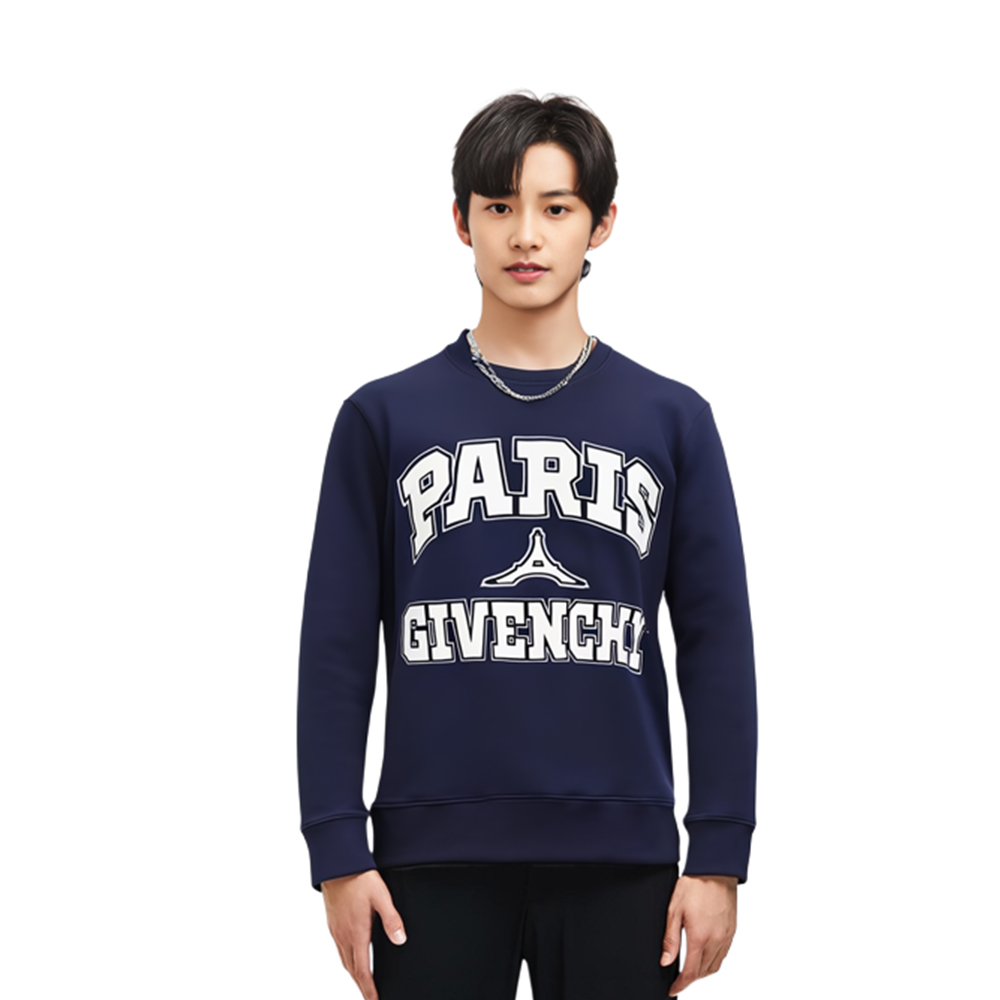 Purchase GIVENCHY SS23 海軍藍字母印花套頭衫 BMJ0HA3YET-499