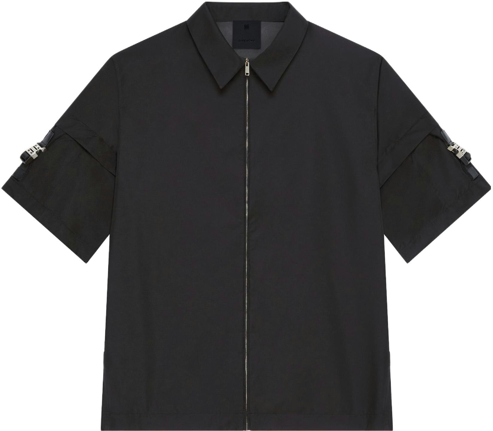 givenchy-ss-23-oversized-solid-black-zip-up-short-sleeve-shirt-bm-60-ws-13-yt-001
