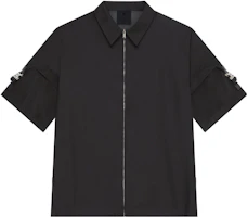 GIVENCHY SS23 Oversized Solid Black Zip-Up Short Sleeve Shirt. BM60WS13YT-001 GIVENCHY SS23 Oversized Solid Black Zip-Up Short Sleeve Shirt. BM60WS13YT-001