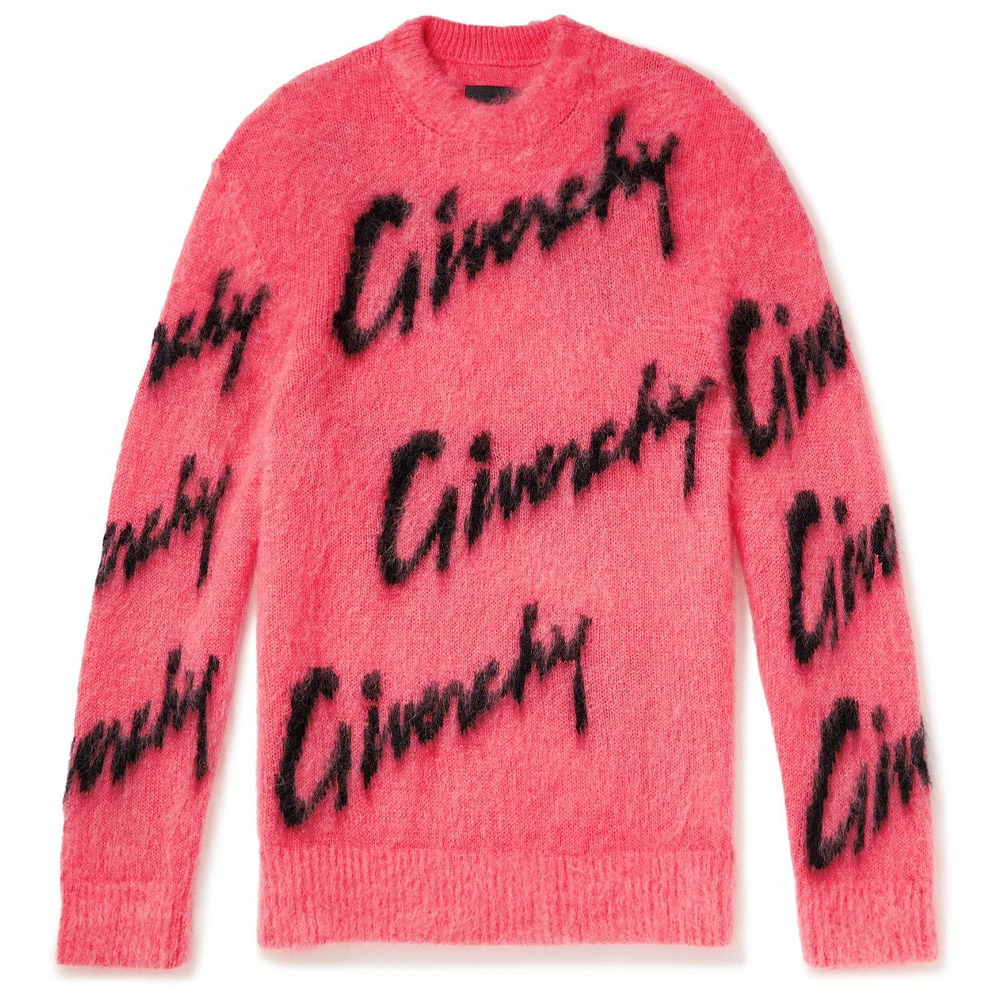 GIVENCHY SS23  Pink Alphabet Print Crewneck Long Sleeve Sweater. BM90M24YDH-692