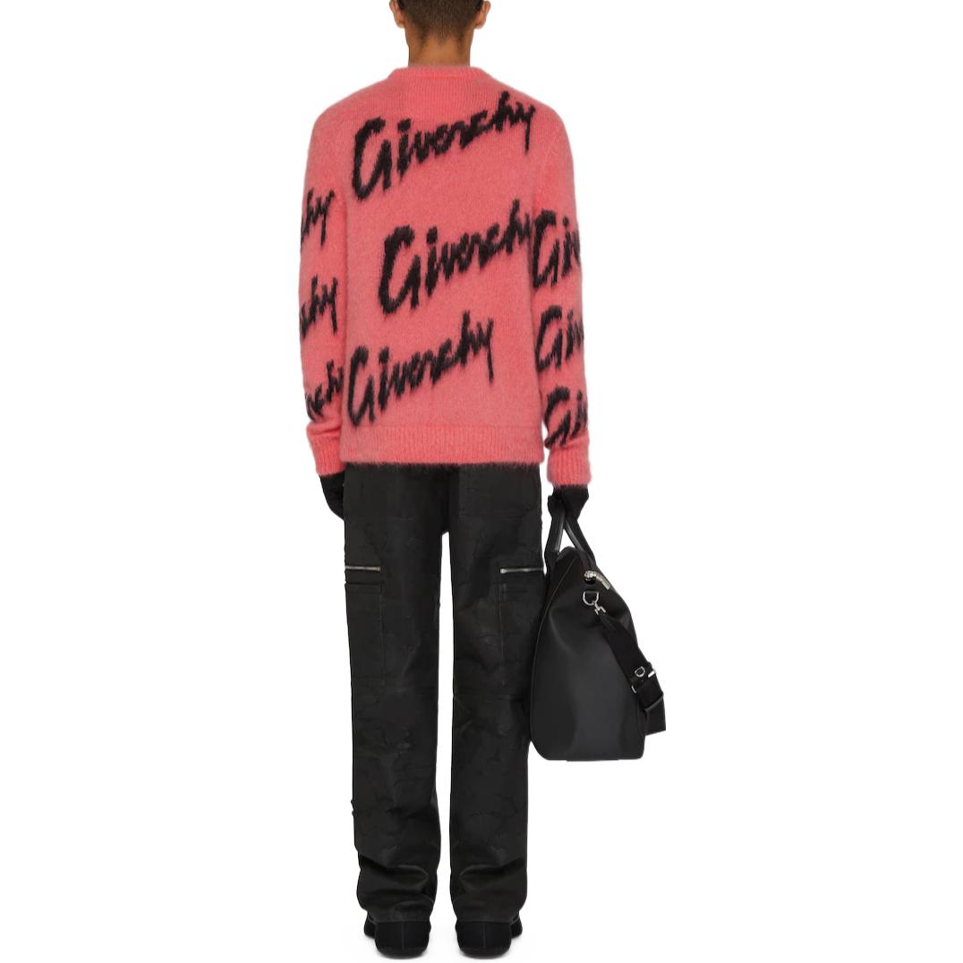 Shop GIVENCHY SS23  Pink Alphabet Print Crewneck Long Sleeve Sweater. BM90M24YDH-692