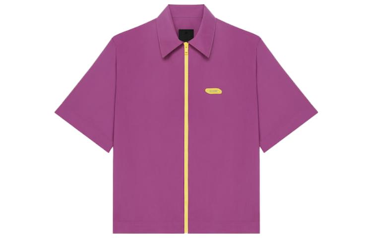 GIVENCHY SS23  Purple Zip-Up Collared Short Sleeve Shirt BM60X214DG-547