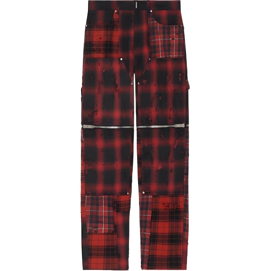 Givenchy SS23  Red High-Waisted Checkered Straight-Leg Trousers BM51BJ5Y7G-009