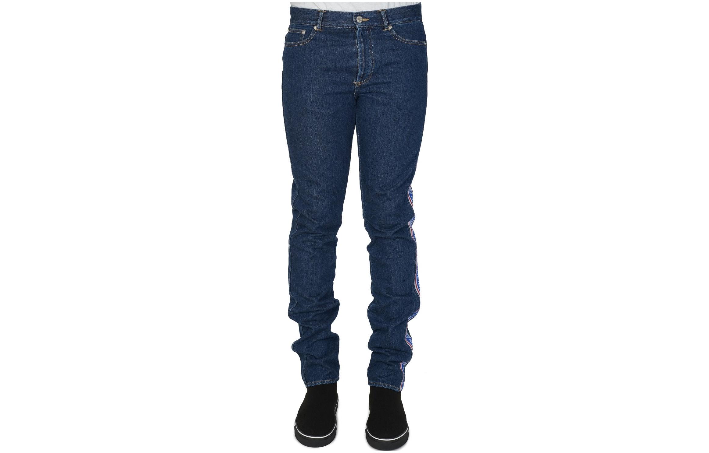 Order Givenchy SS23  Solid Striped Slim Fit Jeans Blue BM506E5056-401