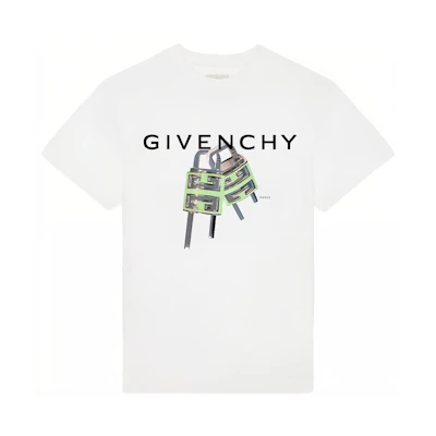 Givenchy SS23 White Letter Pattern Print Crewneck Short Sleeve T-Shirt BM716G3YBC-100