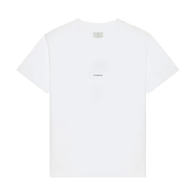 GIVENCHY SS23 White Loose Fit T-Shirt with Letter Logo Print. BM716N3YBK-100