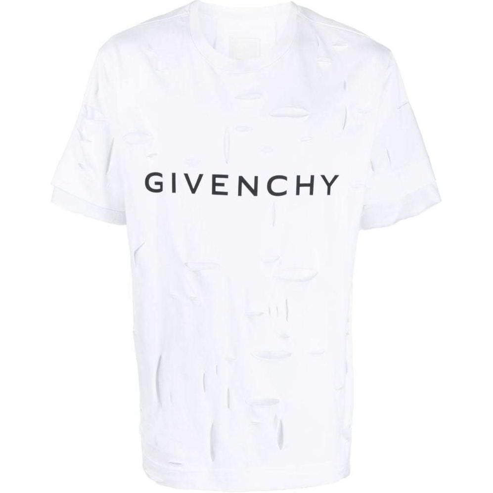 GIVENCHY SS23  White Loose Fit T-Shirt with Letter Print BM71GL3Y8Y100