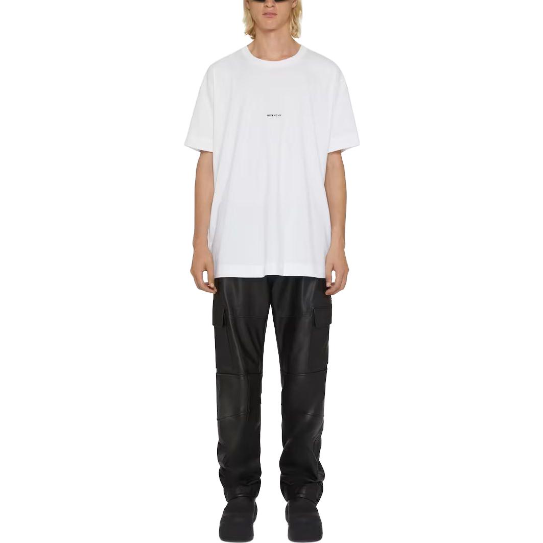 Shop GIVENCHY SS23  White Loose Fit T-Shirt with Letter Logo Print. BM716N3YBK-100