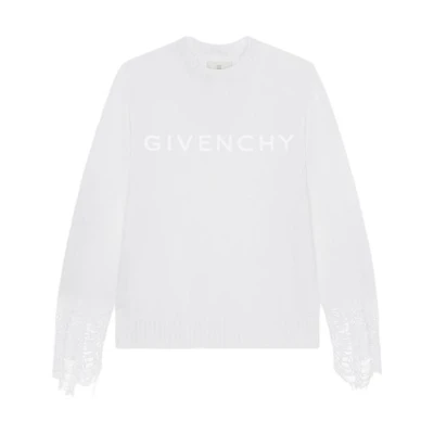 GIVENCHY SS23 White Sheer Effect Long Sleeve Pullover Sweater. BM90LN4YD1-100