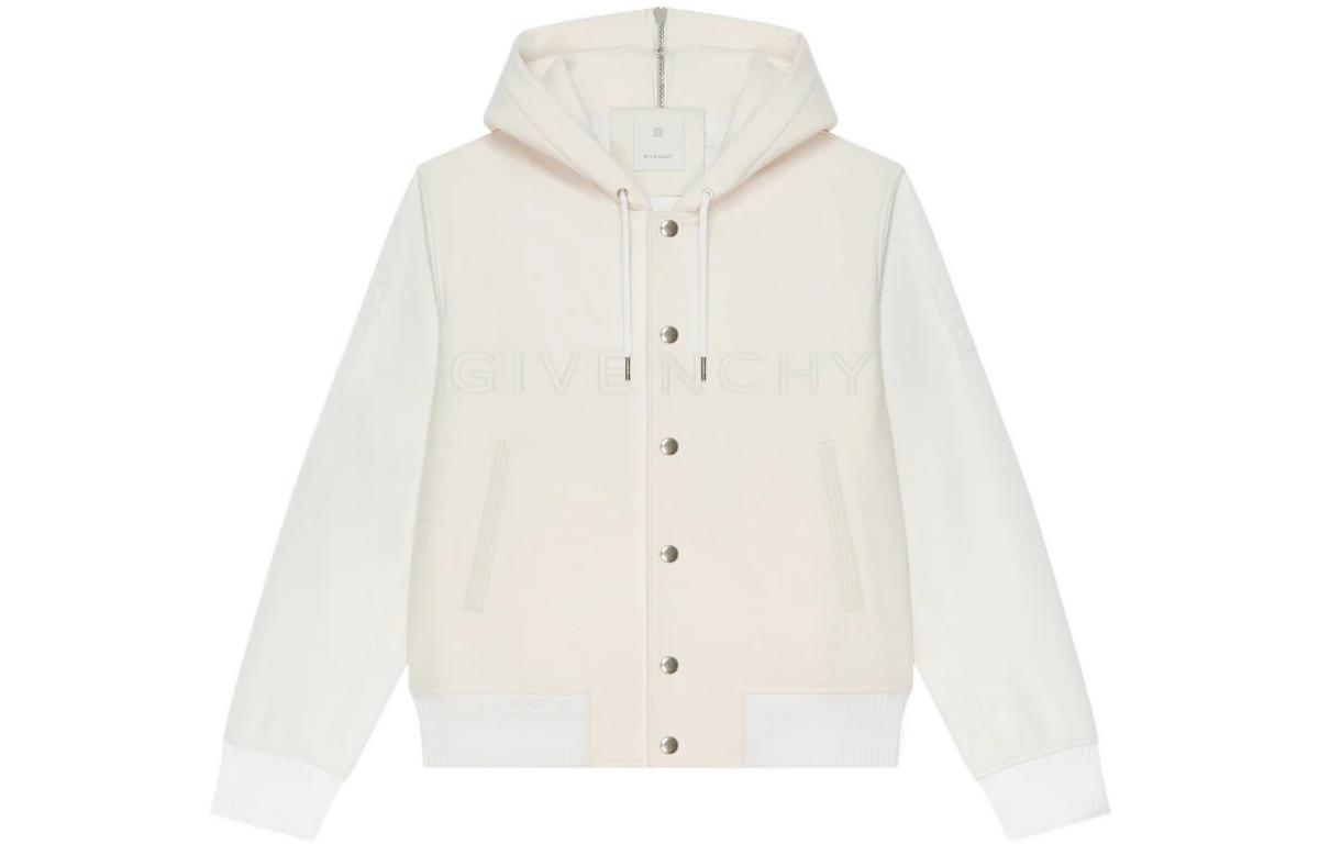 GIVENCHY SS23  White Solid Color Zip-Up Track Jacket BM011T6Y16-100
