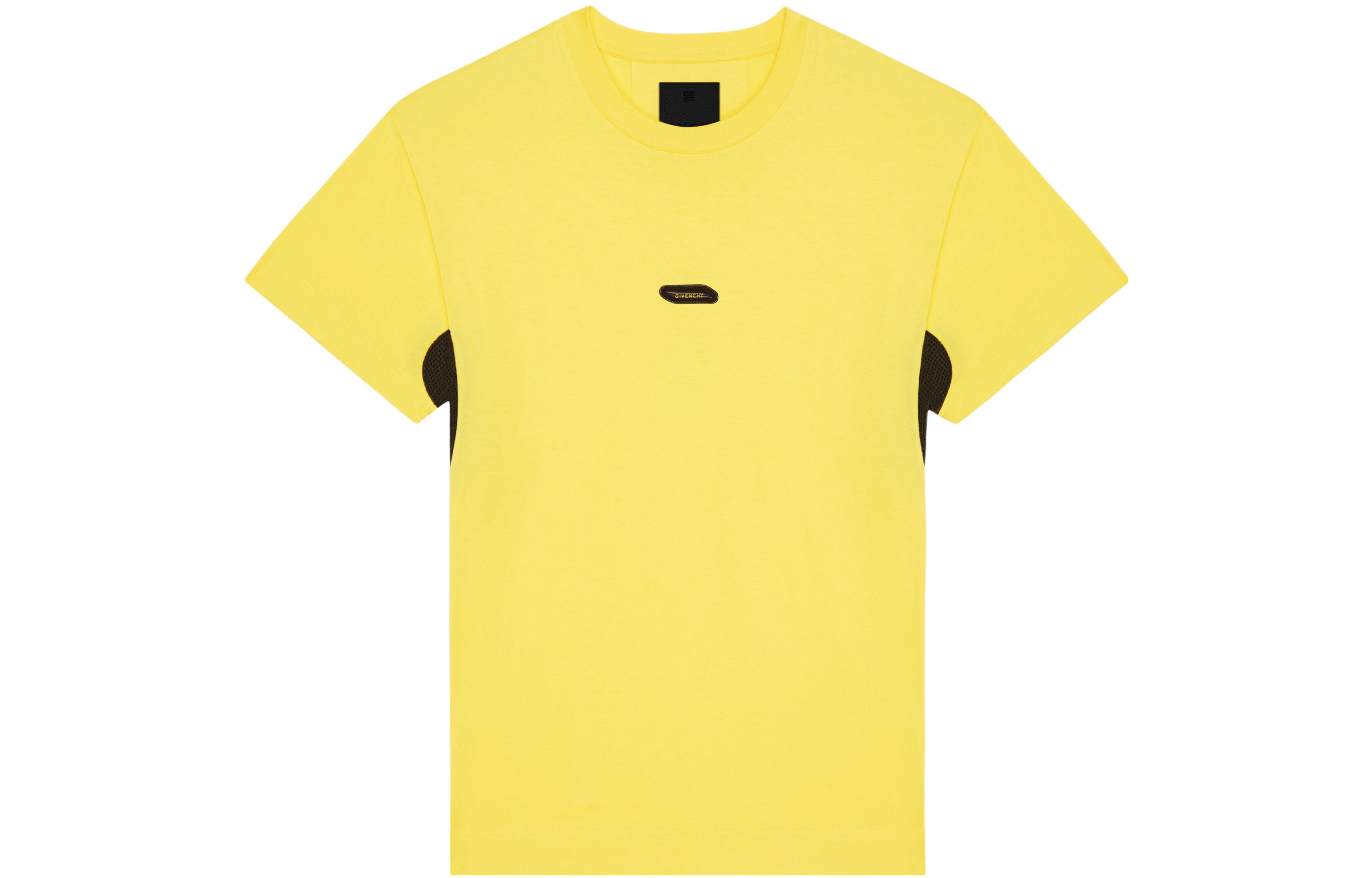 Givenchy SS23  Yellow Solid Logo Crewneck Short Sleeve T-Shirt. BM716R3YCN-700