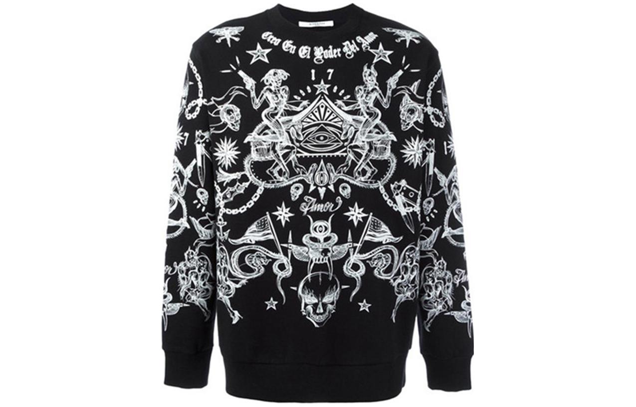 Givenchy SS23 All-Over Print Pullover Sweatshirt Regular Fit Black 17S7322653-001