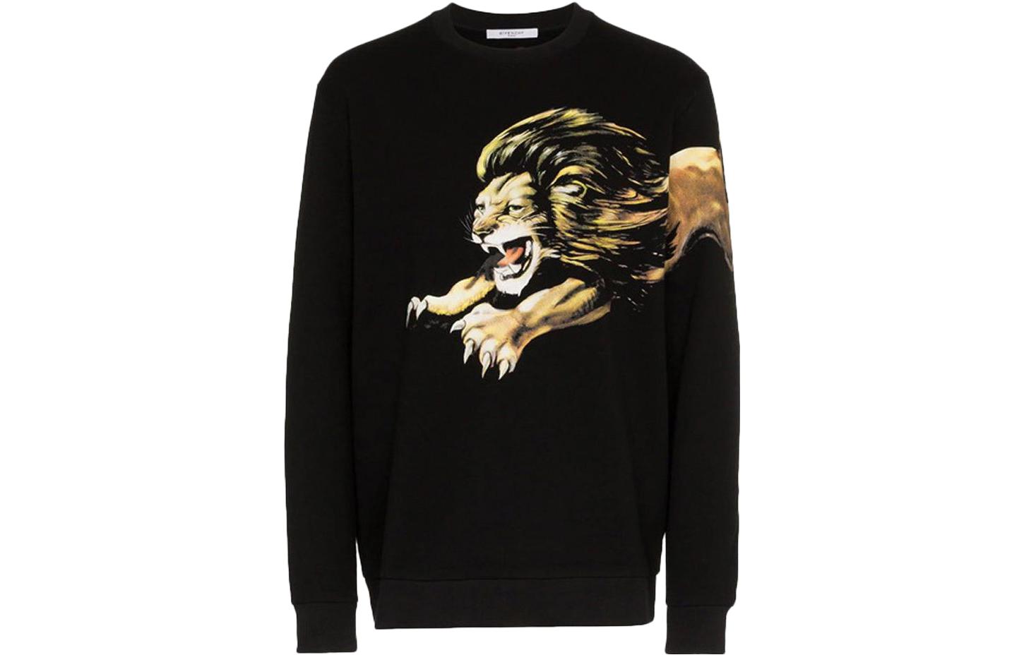 Givenchy SS23 Animal Print Long Sleeve Sweatshirt Black Men’s BM70EE306C-001