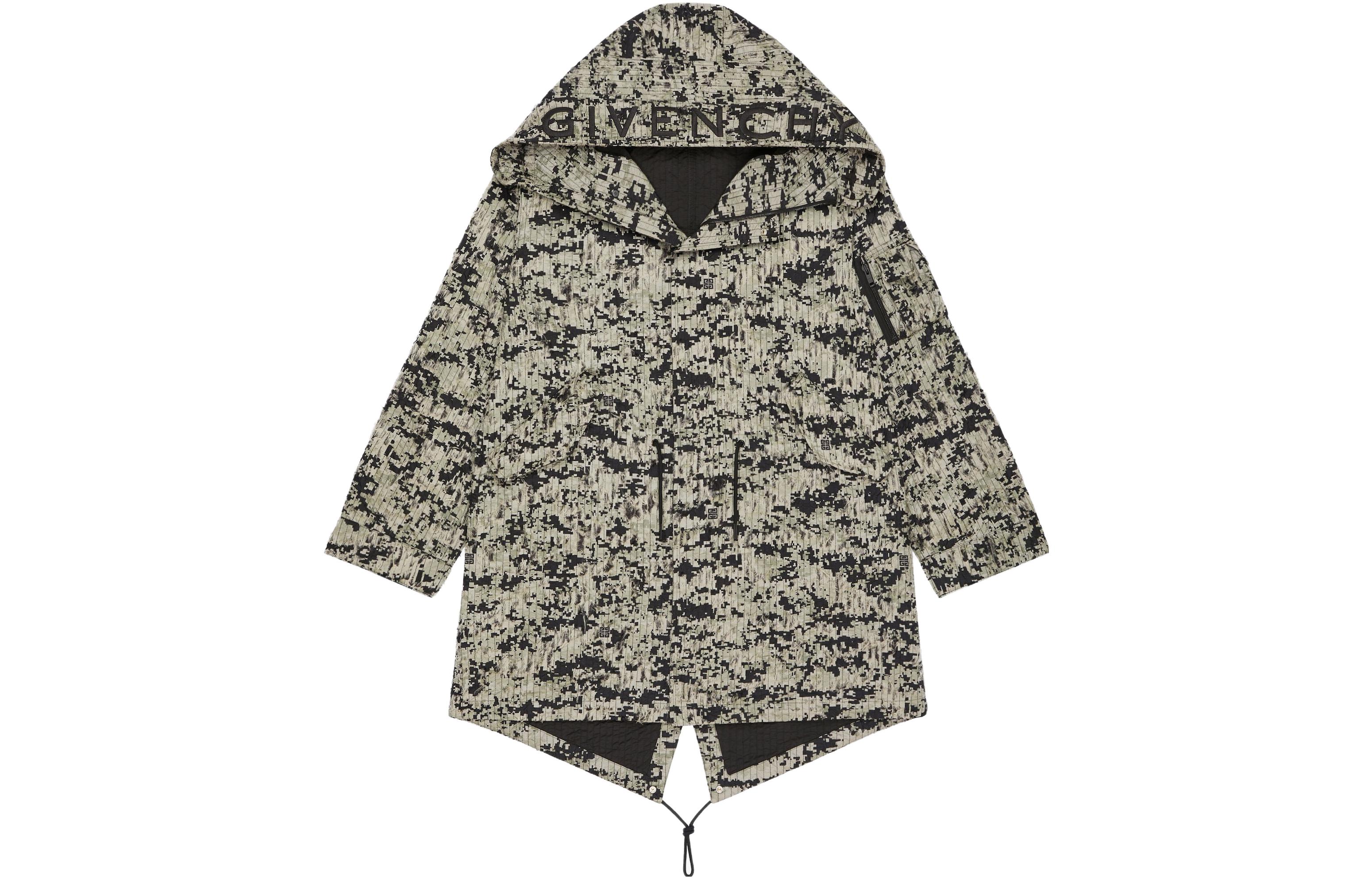 Givenchy SS23 Beige Fishtail Print Hooded Casual Jacket BM011X1YCJ-255