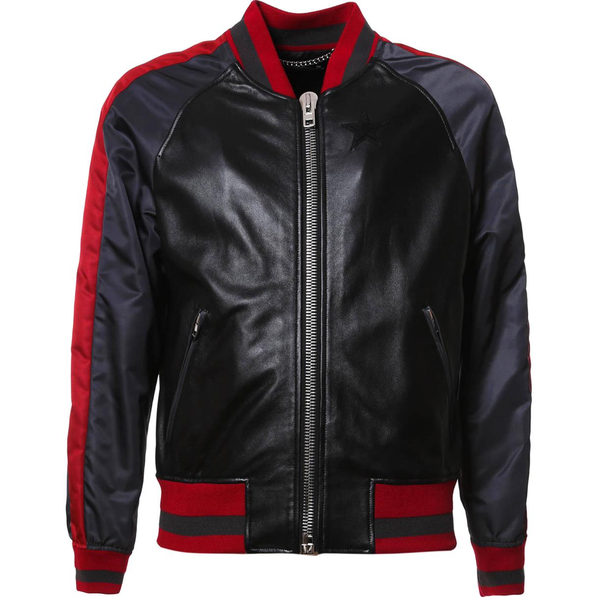 Givenchy SS23 Black Colorblock Leather Zip-Up Jacket 16F0306444-001